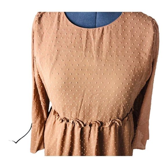 1466 Andree Women's sz 2X Brown Nude Textured Sheath Dress Knee Length - Picture 2 of 9